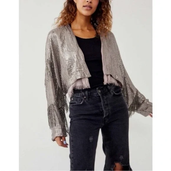 NWOT-  NEW…. Free people sequin jacket - Picture 2 of 4